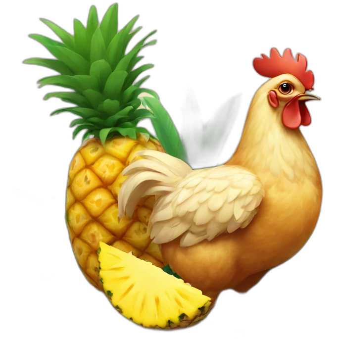 Chicken laying a pineapple emoji