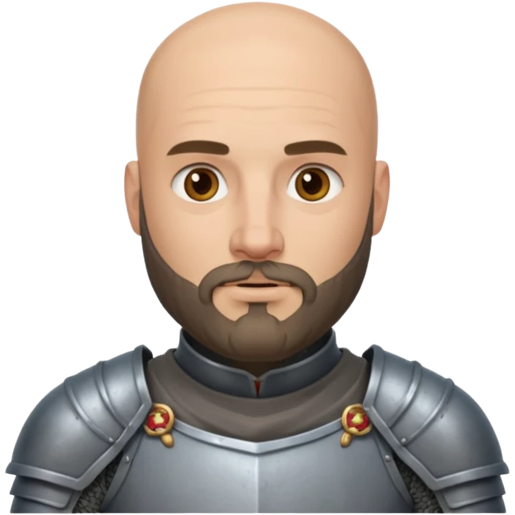bald knight with beard, grey armor emoji