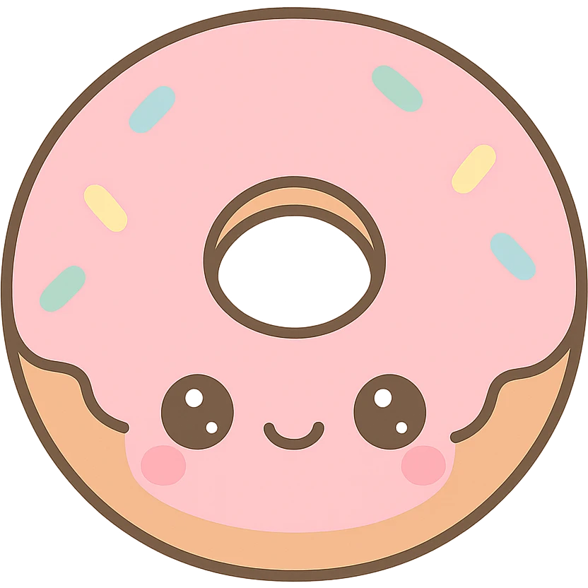 cute kawaii style donut, adorable, pastel colors emoji