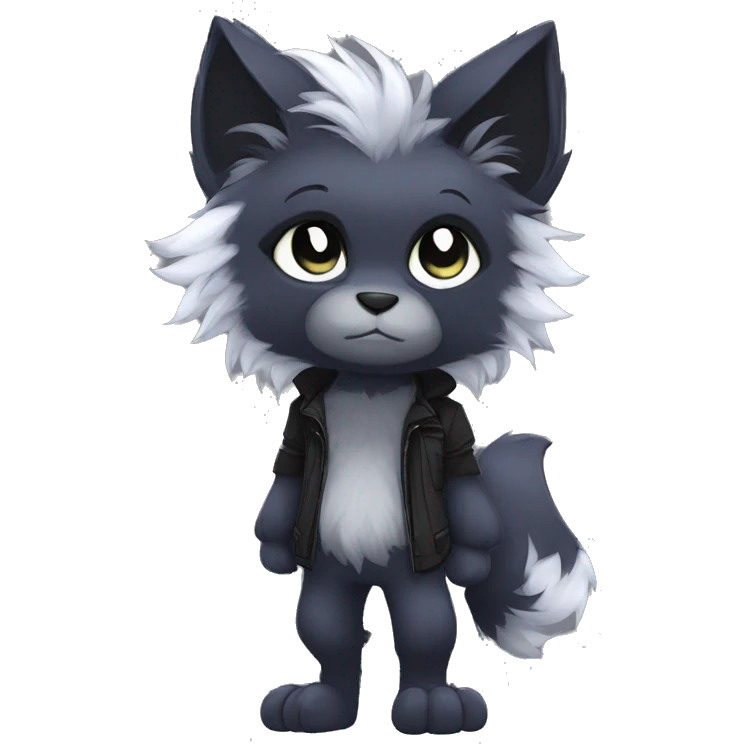 Anthro Dark Edgy Cool Shy Grumpy Fluffy FurSona Fakemon Full Body emoji