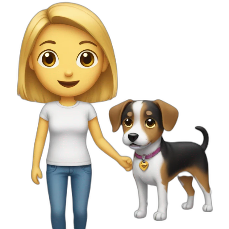 1 little with 1 dog emoji
