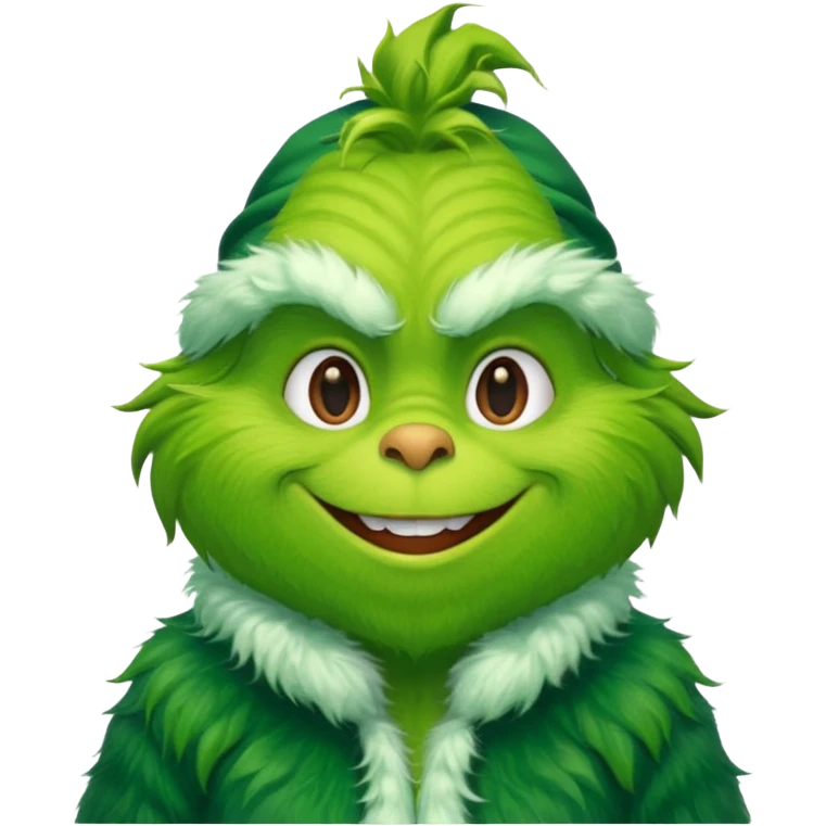 Grinch in green fur coat emoji