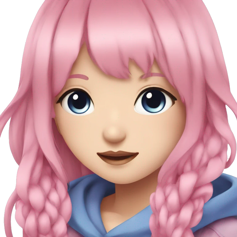anime girl woman beatiful with pink eys and blye eyes emoji