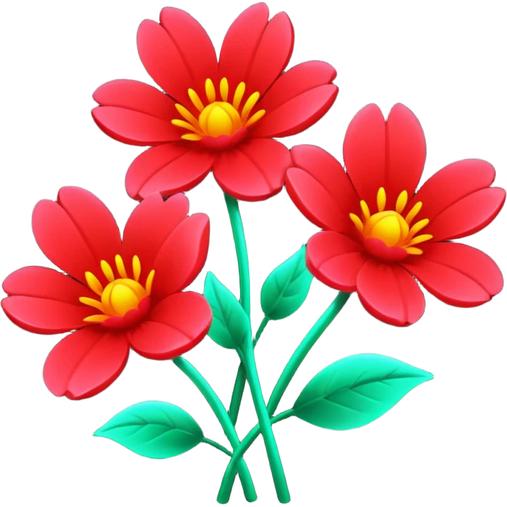 Red néon flowers emoji