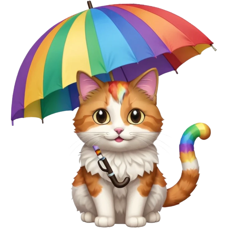 Cat with rainbow umbrella emoji