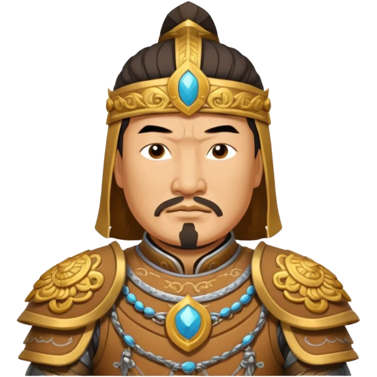 portrait of Genghis Khan in armor rotated 45 degrees to the right emoji