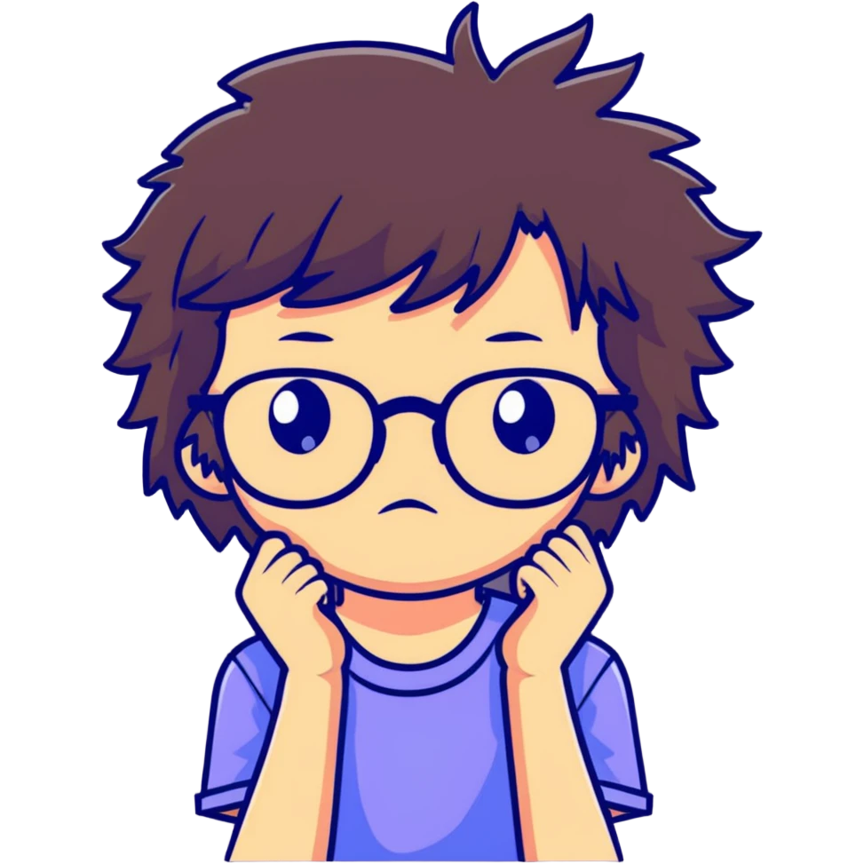 Girl with glasses with messy hair, making a cranky face, refusing to wash her hair emoji