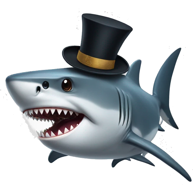 Shark with tophat emoji