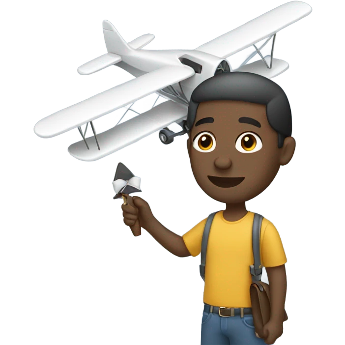Black man holding a plane  emoji