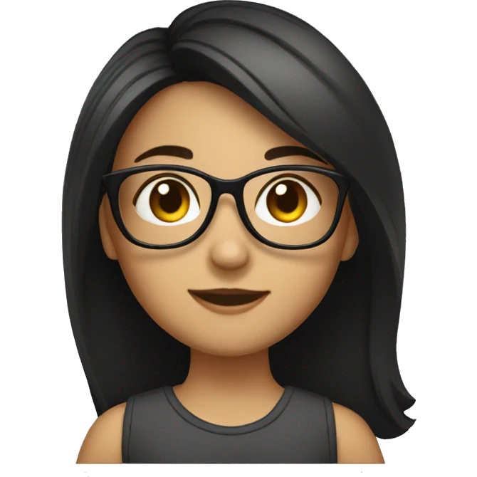 a girl with dark bronw hair a glases  emoji