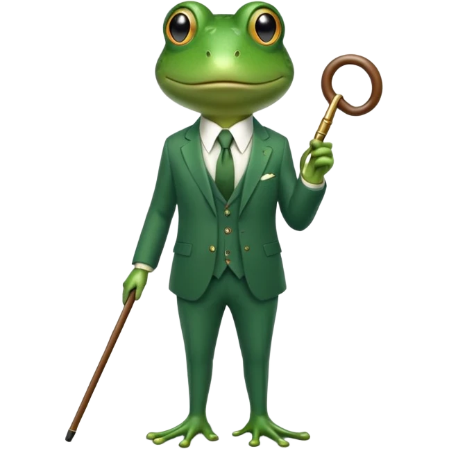 frog in a luxurious green suit, looking rich and confident emoji