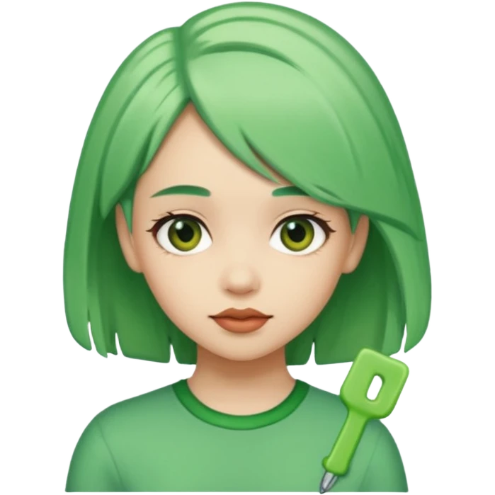 girl with green hair clip emoji