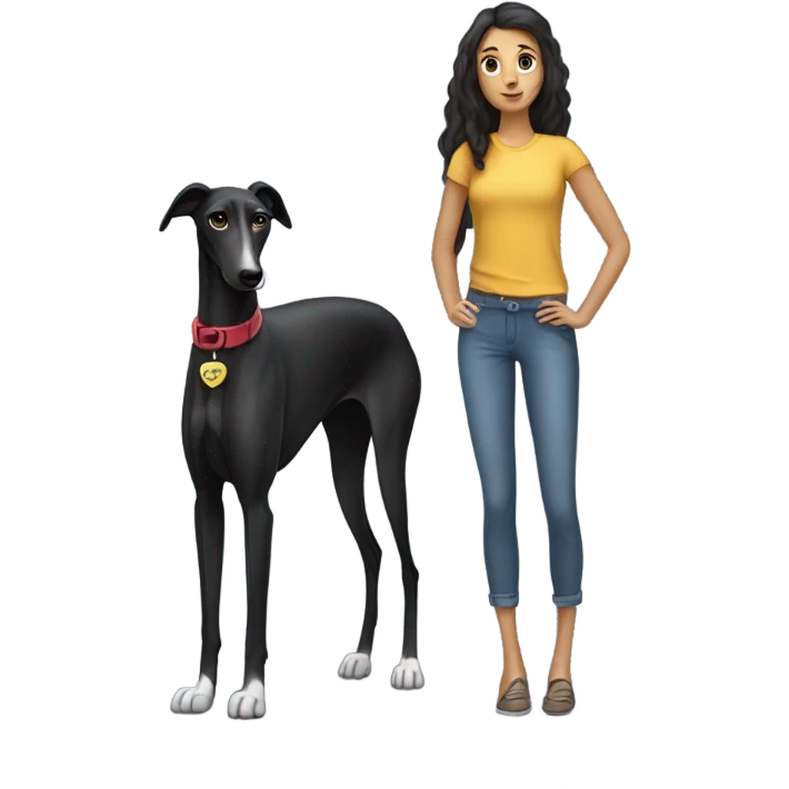 Black greyhound with dark hair girl emoji