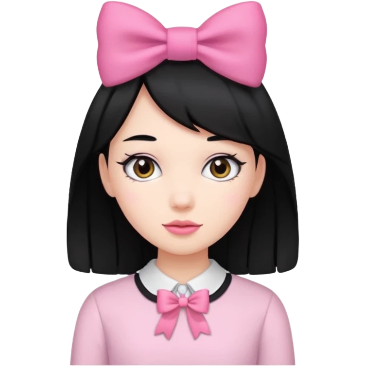 Girl with black hair and pink bow in her hair emoji