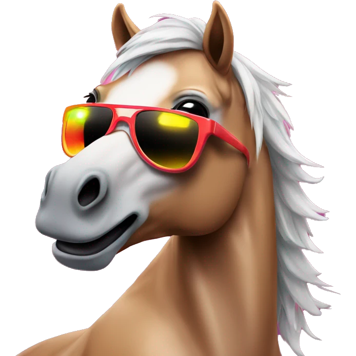 horse with sunglasses dancing with rave lights emoji