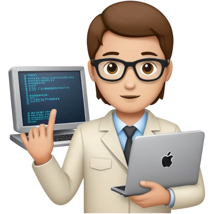 IT specialist with computer and code emoji