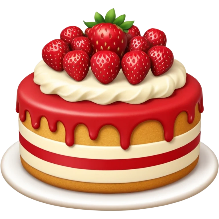 Coração de bolo de morango, câmera mostrando de cima emoji