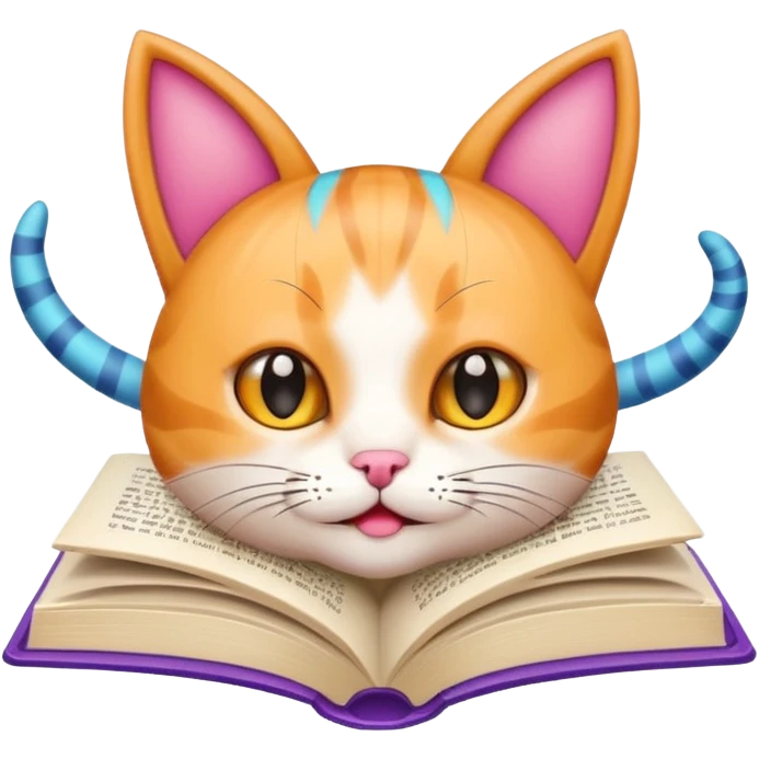 Cute book with cat ears . emoji