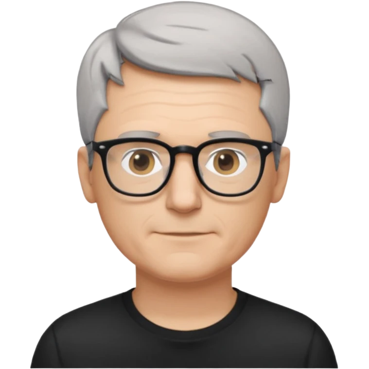 middle-aged-thin-white-man,grey-short-hair-&-glasses,-wearing-black-t-shirt, facing right emoji