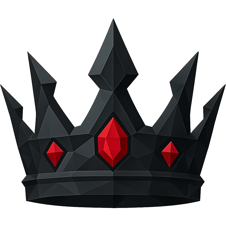 realistic black crown with red gems emoji