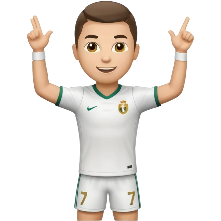 Cristiano Ronaldo inspired emoji, celebrating, in a soccer uniform, energetic pose emoji
