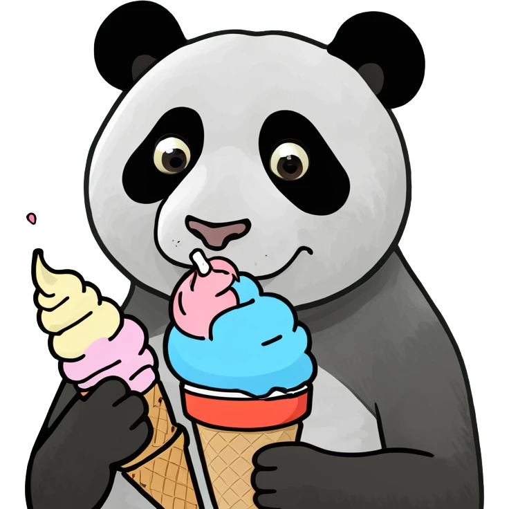 Panda eating ice cream emoji