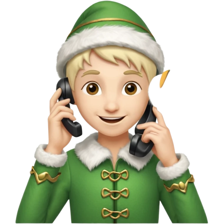 christmas mini elf talking on the phone emoji