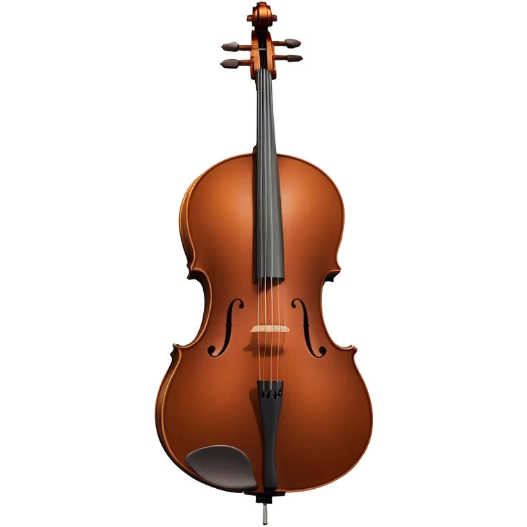 Cinematic Realistic Cello, deep brown polished wood, elegant f-holes curving gracefully, warm golden lighting creating depth, bow gently resting on the strings, glowing with the rich resonance of classical artistry. emoji
