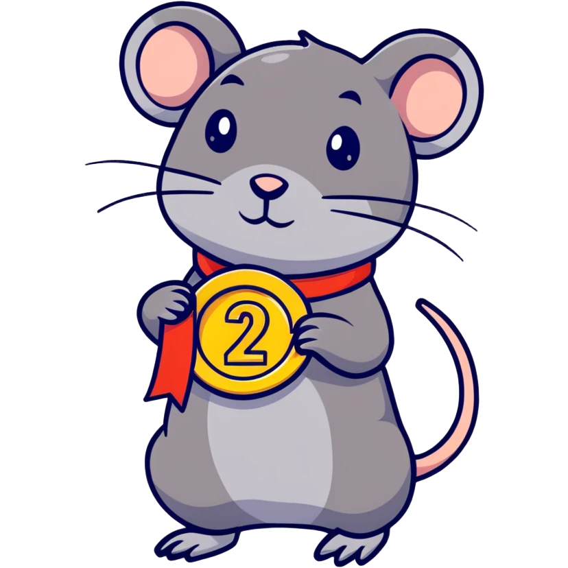 rat with a gold medal and ribbon emoji