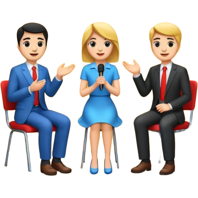 interview, three people, on stage emoji