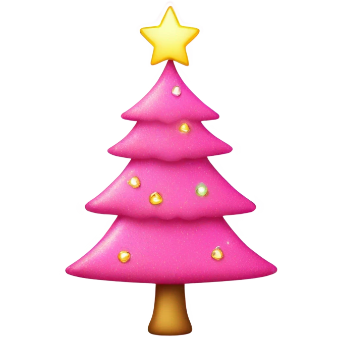 Pink Christmas tree with glitter and lights emoji