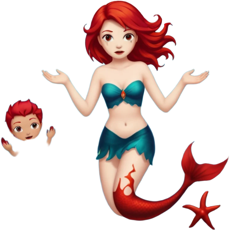 Naked female sea siren on her period emoji