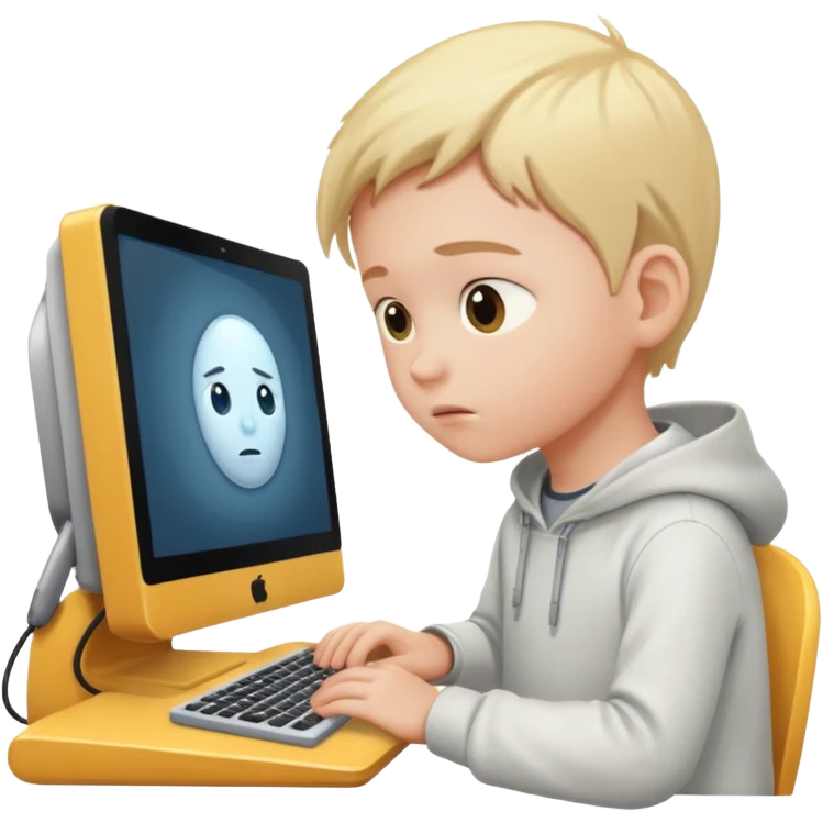 a white child programs on a computer emoji