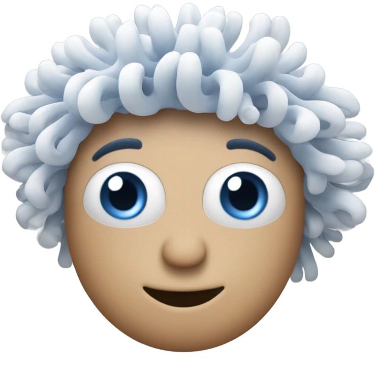 A blue sea anemone ￼￼￼with a face emoji
