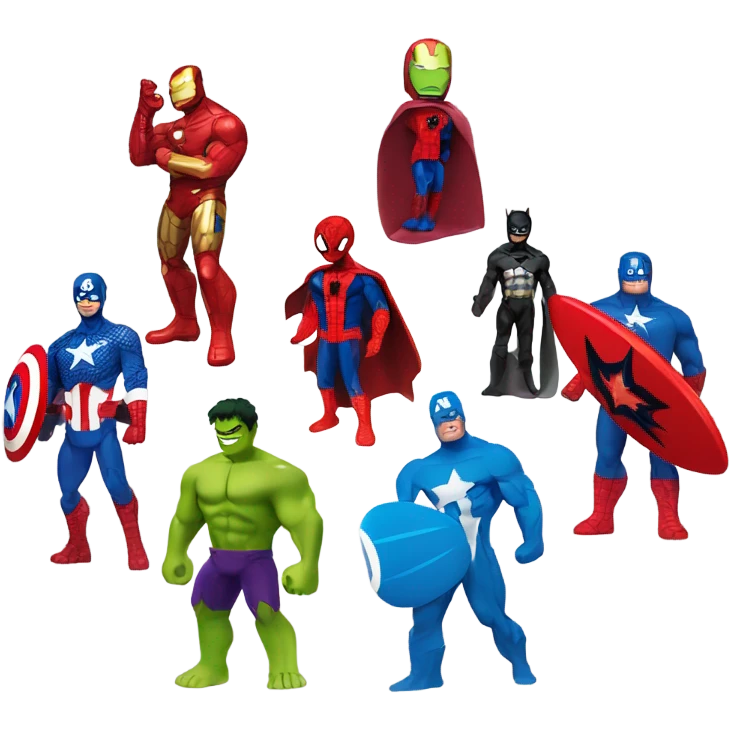 Surfing ironman hulk spiderman thanos Batman captain America emoji