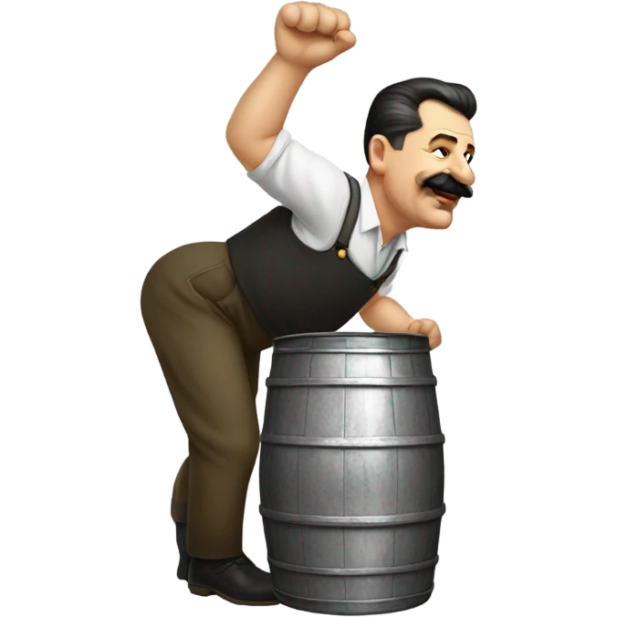 Stalin doing a keg stand emoji