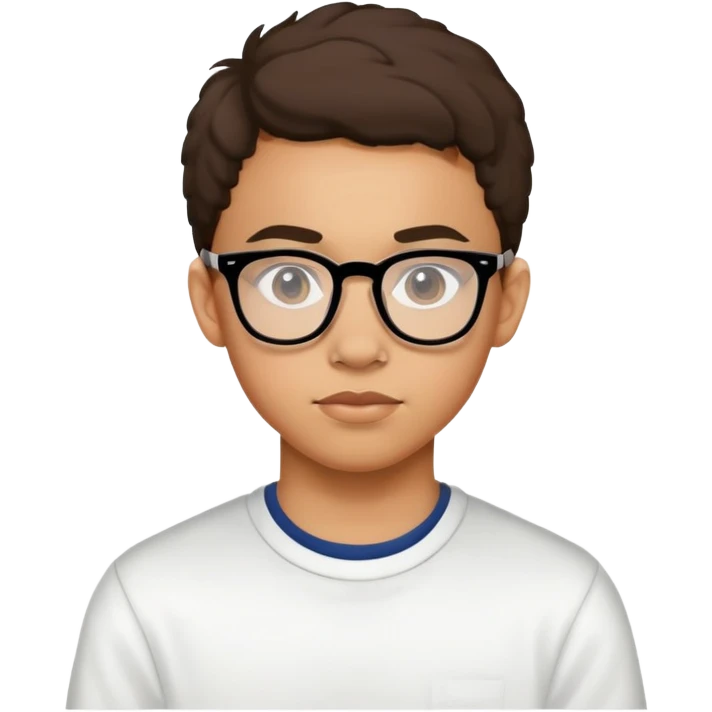 lightskin teen with acne and nerd glasses, medium hair emoji