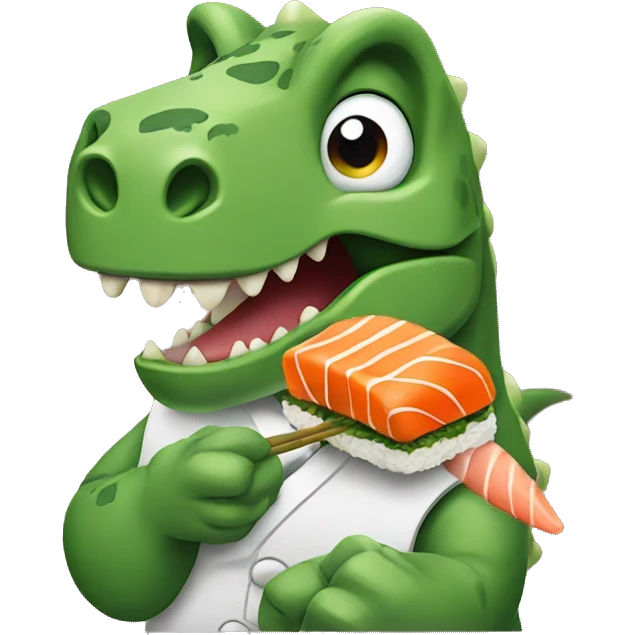 Dinosaur holding sushi emoji