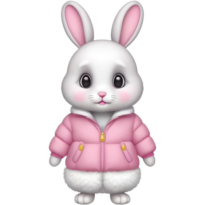 a full body of cute rabbit with puffer clothes emoji
