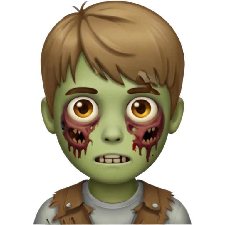 quero um emoji de um menino com pele de zumbi cabelo castanho claro e de franja emoji