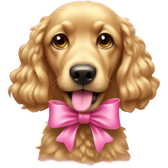 Goolden doodle with pink bow emoji