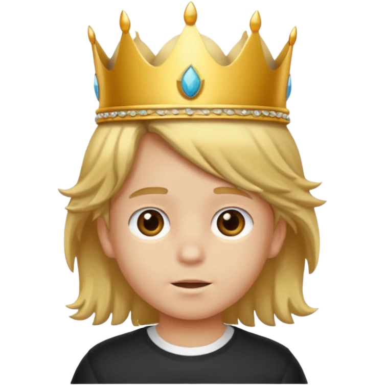 Niño con pelo mono y corona  emoji
