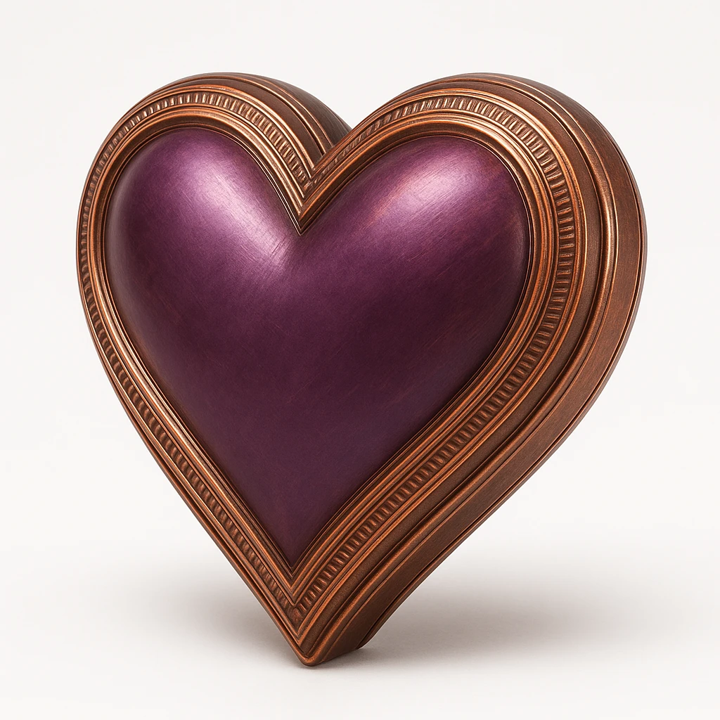 purple heart, copper style, metallic emoji