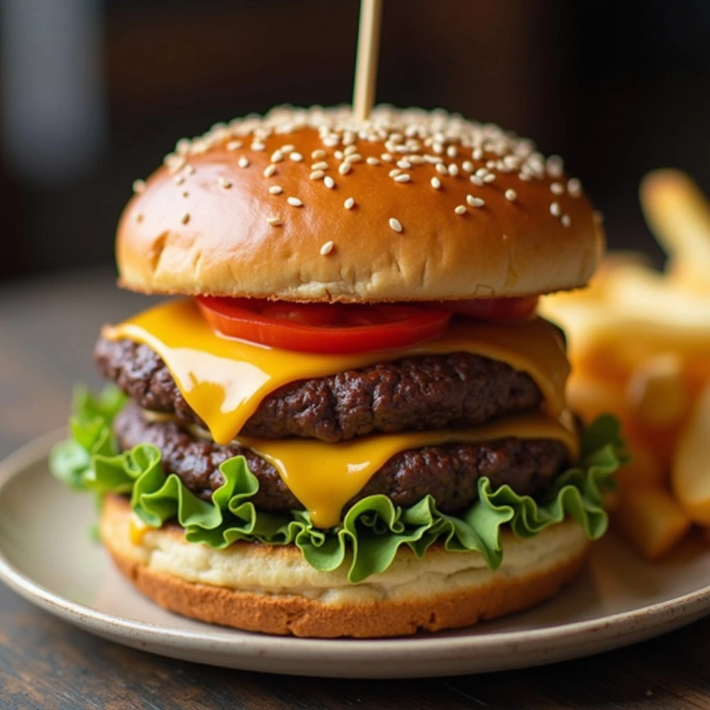 burger and fries emoji