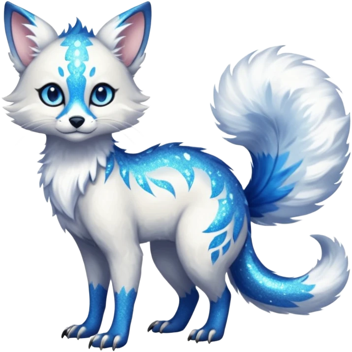 Feral Rare Fantasy cool handsome badass  sparkly shiny Vernid-Trico-species by LiLaiRa, random markings, tufted tail, tufted ears, full body emoji