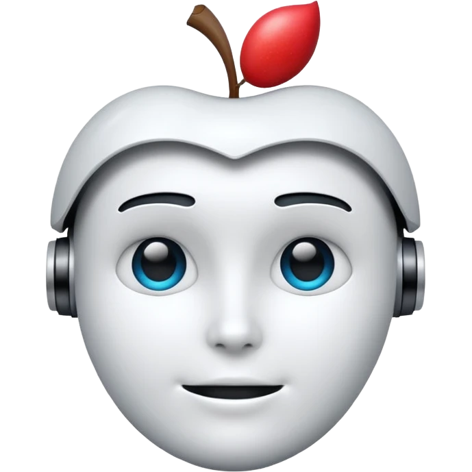 simple face with digital or robotic features, AI emoji, apple style emoji