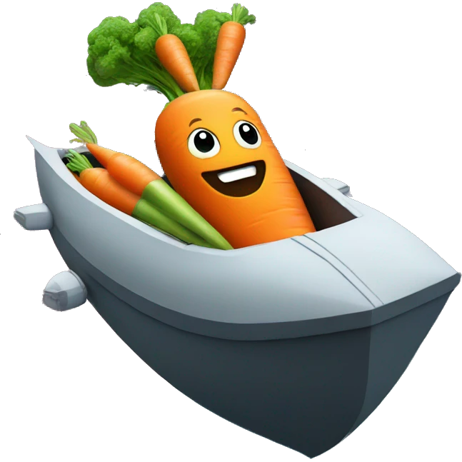 I want carrot inside a boat flying in space  emoji