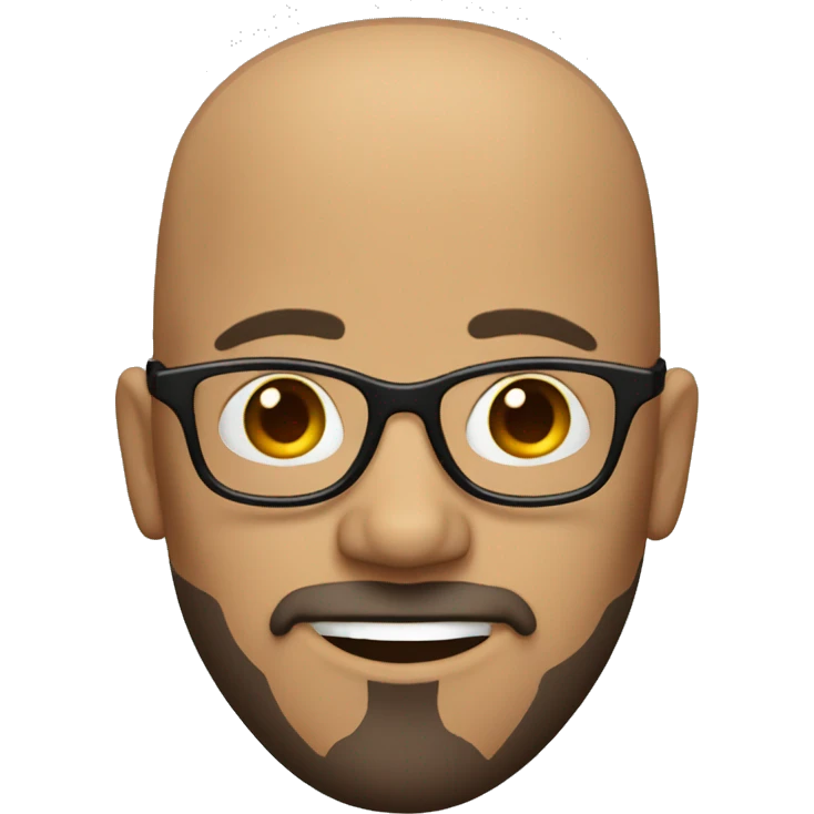 big head Bald brown guy with goatee with glasses emoji