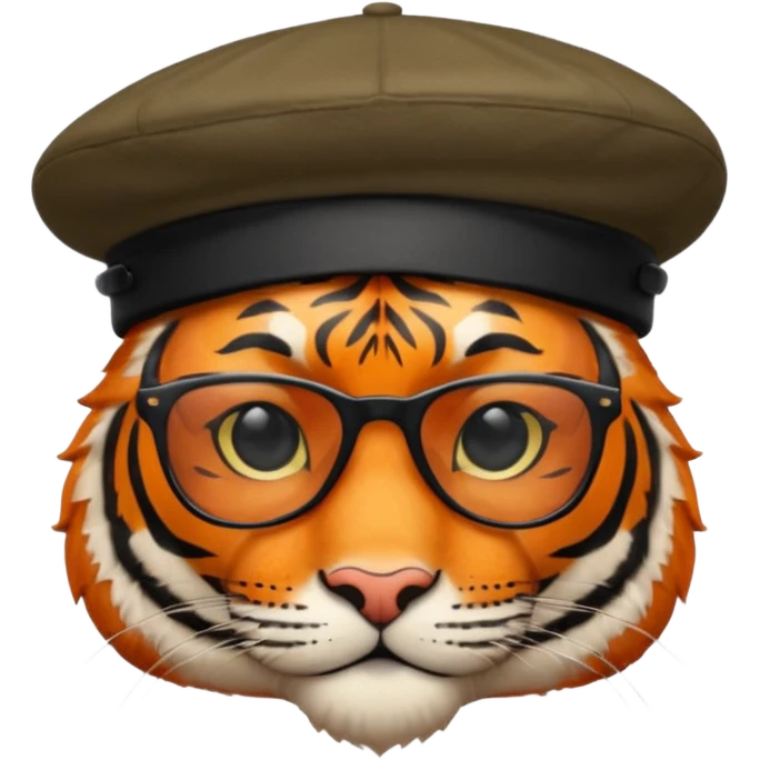 tiger in sunglasses with berets emoji