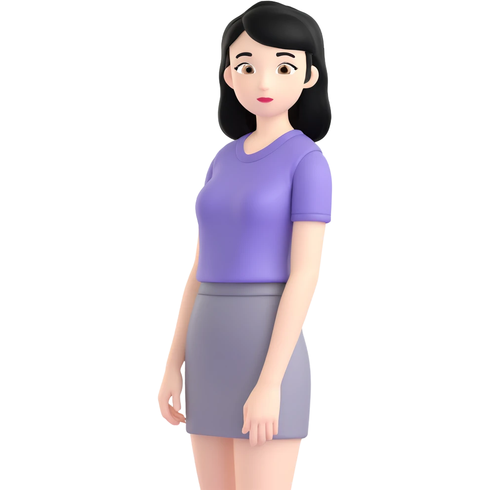 pretty girl with straight black hair, looking to the side emoji
